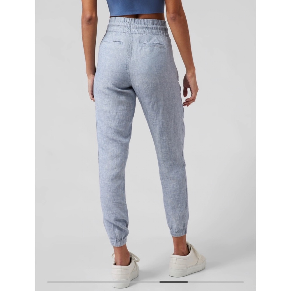 NWT ATHLETA Cabo Linen Joggers Chambray Blue - Picture 2 of 6